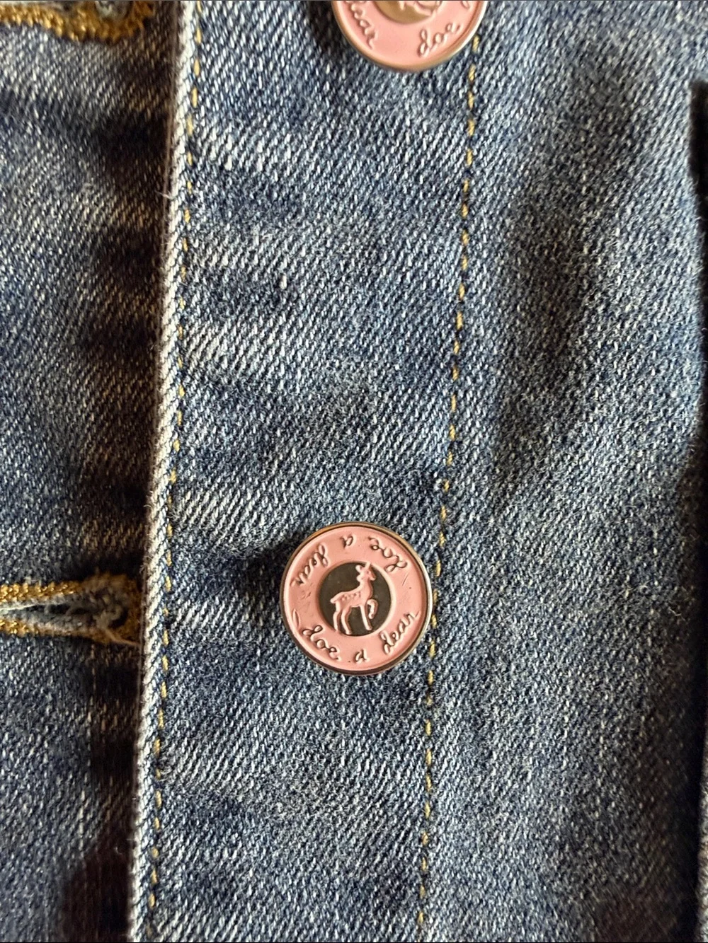 Girls' Dark Blue Denim Jacket with Pink Stud Accents